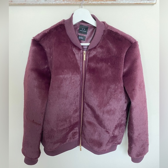 Armani Exchange Faux Fur Bomber Jacket - Picture 1 of 6